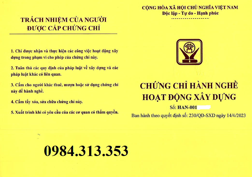 chứng chỉ xây dựng